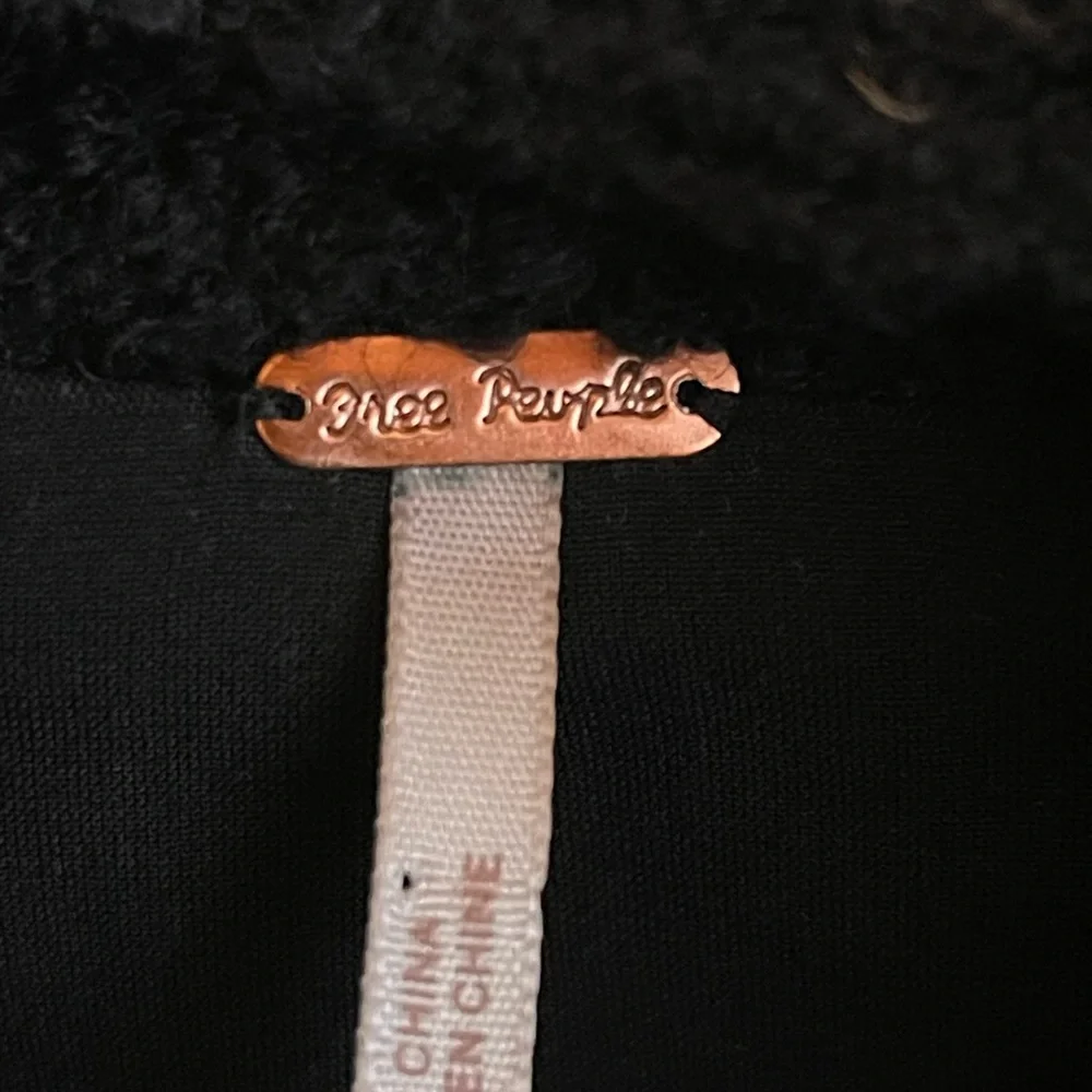Free People Classic Black Double-Breasted Pea Coat EUC